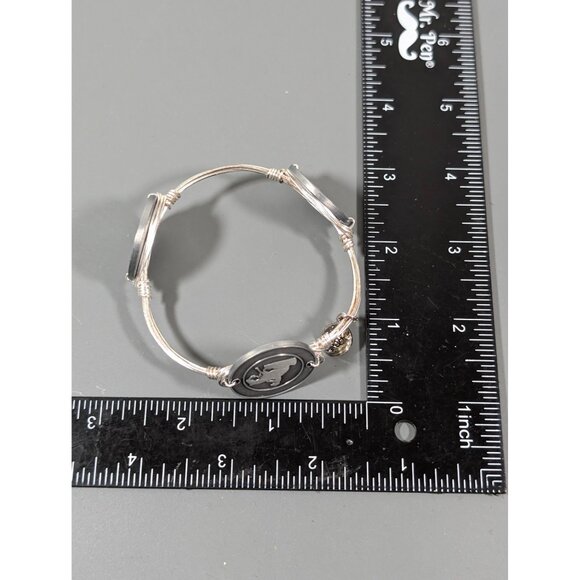 Bourbon and Boweties Horse Equestrian Polo Bangle Bracelet 7.5 in Silver Tone - Picture 7 of 10